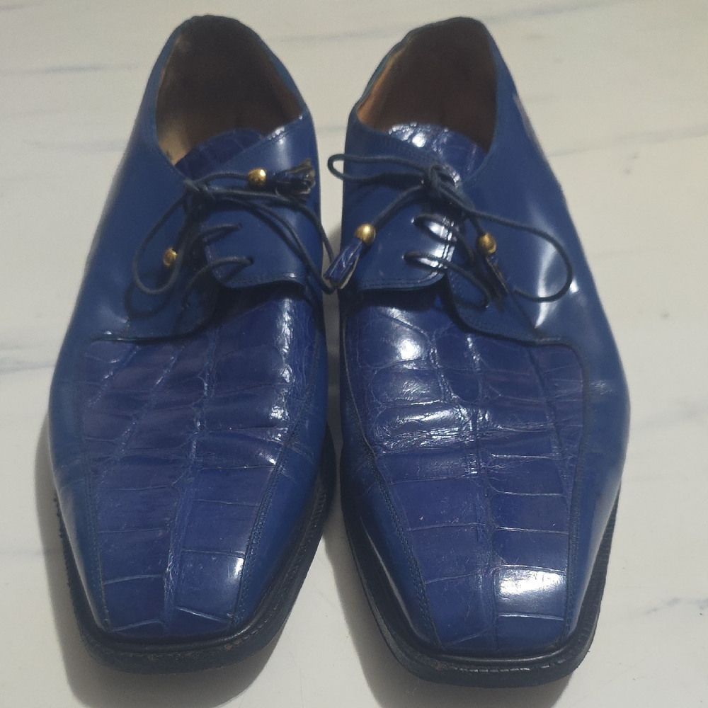 Men's Blue Leather Dress Shoes